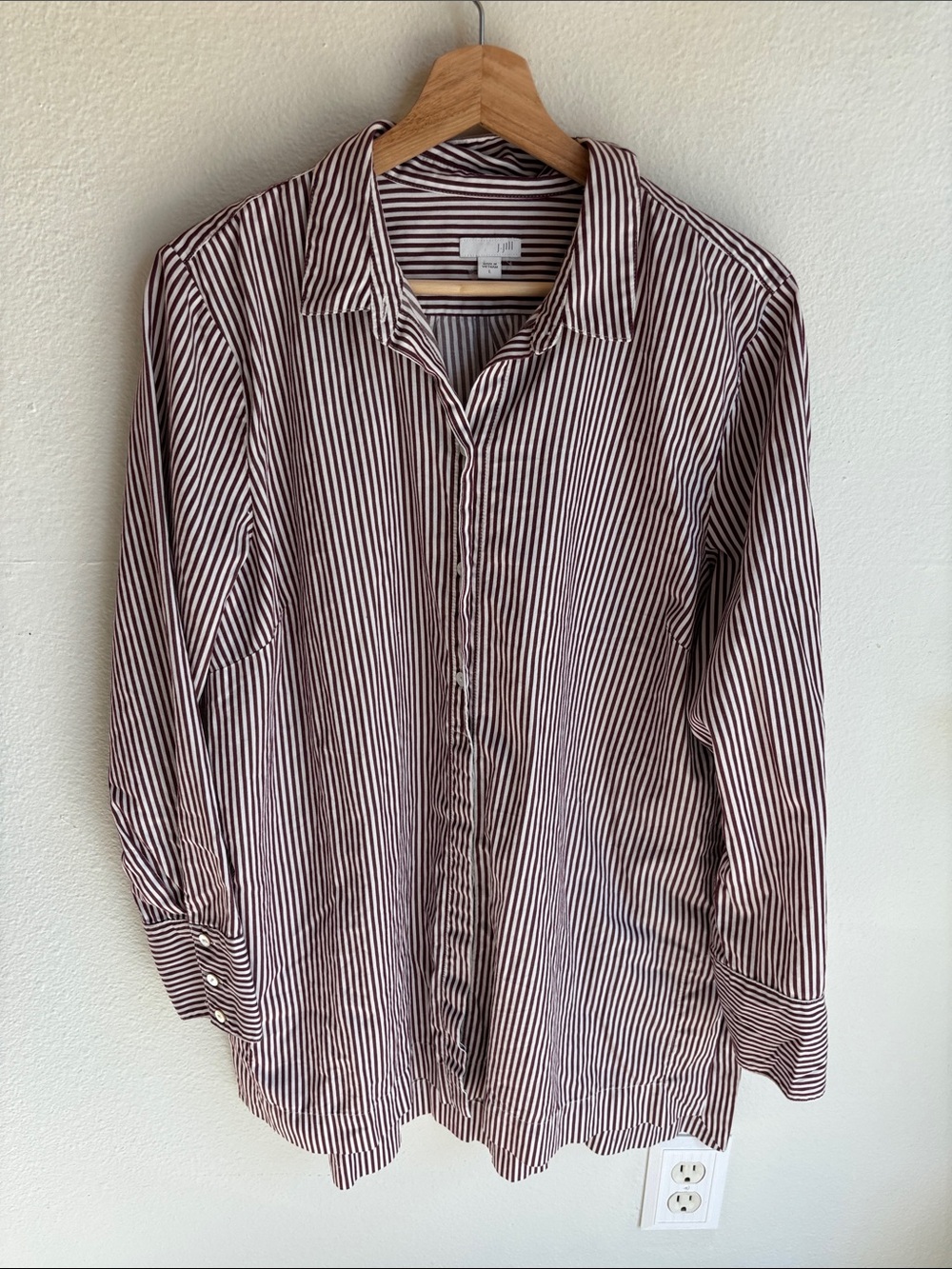 J. JILL Long Sleeve Striped Button Tunic Minimalist Sill Blend Large